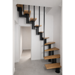 Лестница металлическая с деревянными ступенями для компактных пространств A-54